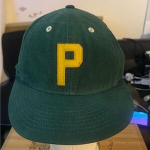 Polo By Ralph Lauren Green Felt Baseball Cap with Yellow P Logo